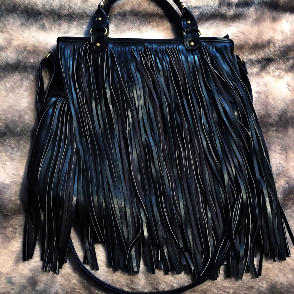 Black Fringe Handbag
